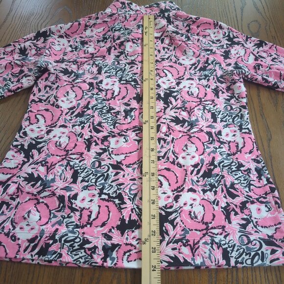 Lilly Pulitzer Hangin With My Boo Skipper Pink Sz M Terry 1/2 Zip Sweatshirt Top - Picture 15 of 16